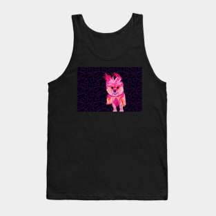 I Love Luz the Chorkie over Pink Hearts with Black Tank Top